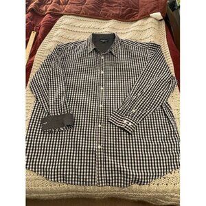 London Fog Mens Checkered FLIP CUFF Button-Down Shirt 4XLB‎ Black & White